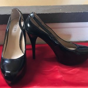 Guess black patent high heels